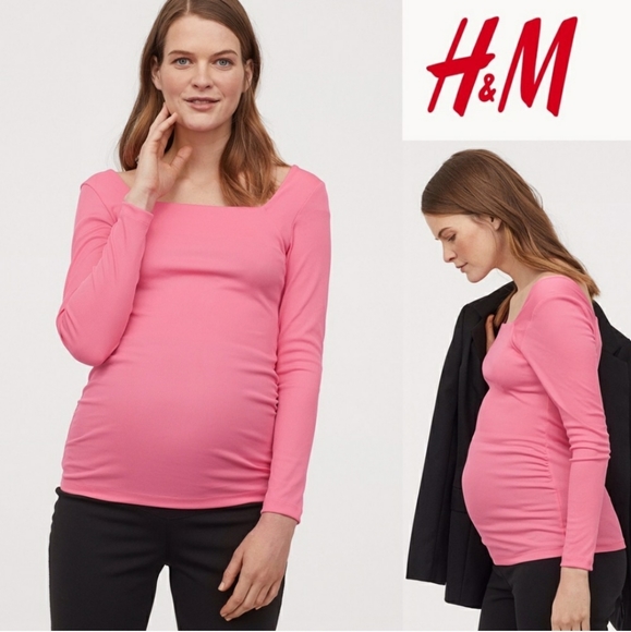 H&M Tops - H&M Mama Maternity Pink Ribbed Long Sleeve Shirt NWT